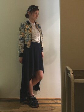 「バンダナ」｜「アイテム（スタジャン）」を使った、gaspar8さん（レディース・158cm）の春コーディネート