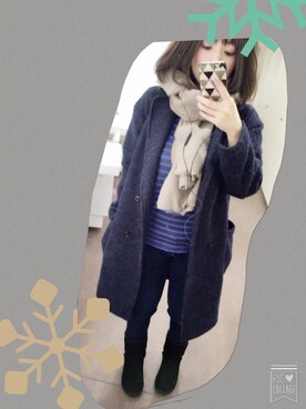 「orcival」｜「アイテム（チェスターコート）」を使った、mkchiさん（レディース・154cm）の冬コーディネート