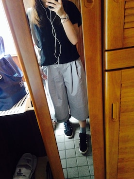 「coca（ANDEX shoes product）（コカ）のアイテム（Tシャツ/カットソー）」を使った、シンディさん（レディース・155cm）の夏コーディネート