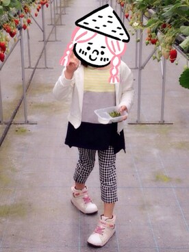 「GLOBAL WORK（グローバルワーク）の【キッズ】スキニークロプトパンツ（その他、ホワイト系）」を使った、まりもさん（レディース・153cm）の春コーディネート