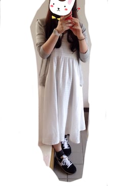 「JEANASIS（ジーナシス）のアイテム（ワンピース、ホワイト系）」を使った、まりもさん（レディース・153cm）の春コーディネート