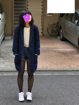 「ショーパン」｜「アイテム（チェスターコート）」を使った、ふくもちょさん（レディース・157cm）の春コーディネート