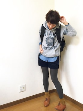 「スウェット×シャツ」｜「アイテム（その他）」を使った、あゆさん（レディース・157cm）の冬コーディネート