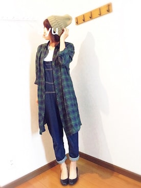 「OLIVE des OLIVE（オリーブデオリーブ）のアイテム（サロペット/オーバーオール）」を使った、あゆさん（レディース・157cm）の秋コーディネート