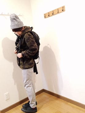 「カモ柄」｜「アイテム（その他）」を使った、あゆさん（レディース・157cm）の冬コーディネート