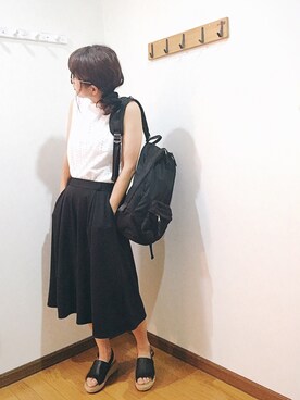 「earth music&ecology（アースミュージックアンドエコロジー）の厚底ラミー巻きサンダル（サンダル）」を使った、あゆさん（レディース・157cm）の夏コーディネート