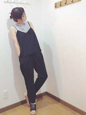「earth music&ecology（アースミュージックアンドエコロジー）の厚底ラミー巻きサンダル（サンダル）」を使った、あゆさん（レディース・157cm）の夏コーディネート