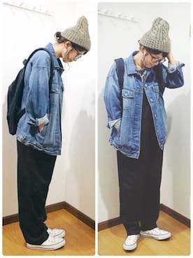 「Doシンプル部」｜「アイテム（サロペット/オーバーオール）」を使った、あゆさん（レディース・157cm）の秋コーディネート