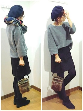 「reca（レカ）のアイテム（ハンチング/ベレー帽）」を使った、あゆさん（レディース・157cm）の秋コーディネート