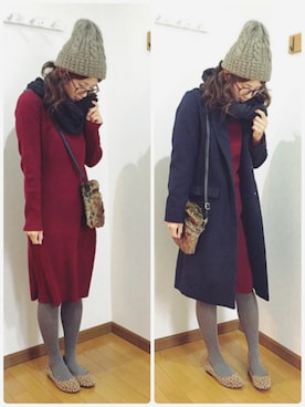 「reca（レカ）のアイテム（ニットキャップ/ビーニー）」を使った、あゆさん（レディース・157cm）の冬コーディネート