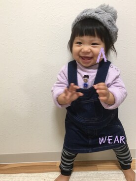 「ベレー帽推奨委員会」｜「アイテム（サロペット/オーバーオール）」を使った、あーこさん（キッズ・70cm）の秋コーディネート