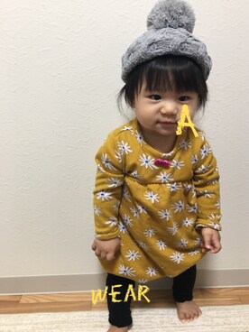 「9ヶ月」｜「アイテム（ハンチング/ベレー帽）」を使った、あーこさん（キッズ・70cm）の秋コーディネート