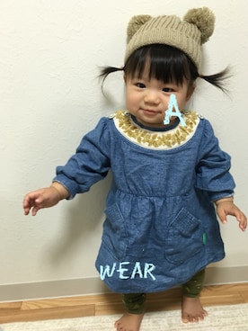 「RAGMART（ラグマート）のアイテム（ワンピース/ドレス）」を使った、あーこさん（キッズ・70cm）の秋コーディネート