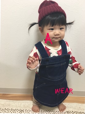 「9ヶ月」｜「アイテム（サロペット/オーバーオール）」を使った、あーこさん（キッズ・70cm）の秋コーディネート