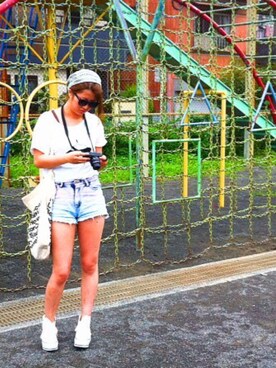「Nikonのアイテム（その他、ブラック系）」を使った、maicoさん（レディース・174cm）の夏コーディネート