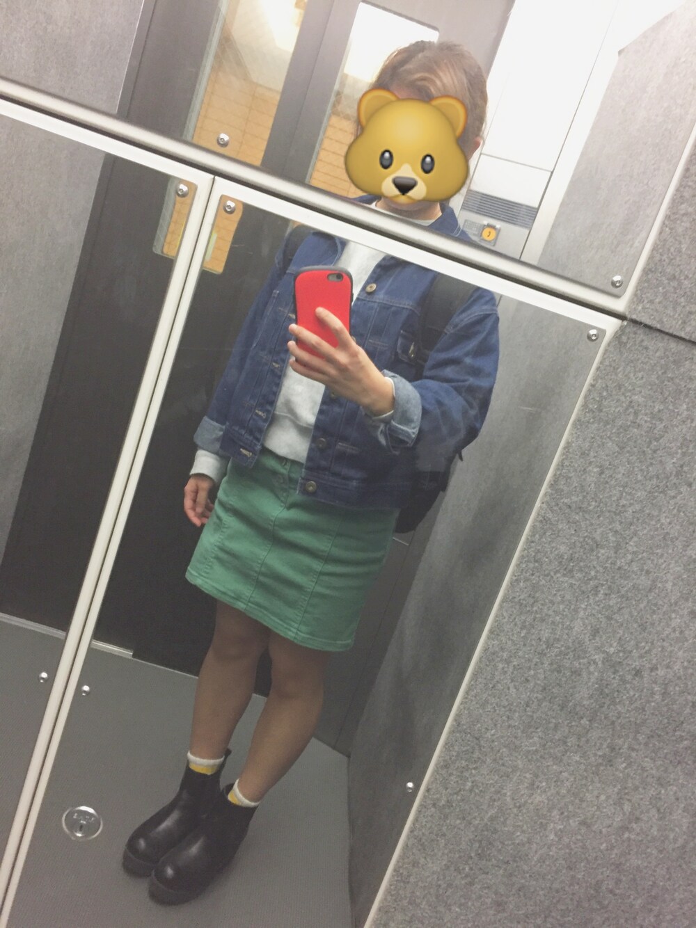 「ehka sopoのデニムGジャン（ジャケット/アウター、ブルー系）」を使った、HAZUK!さん（レディース・154cm）の冬コーディネートの1枚目の写真