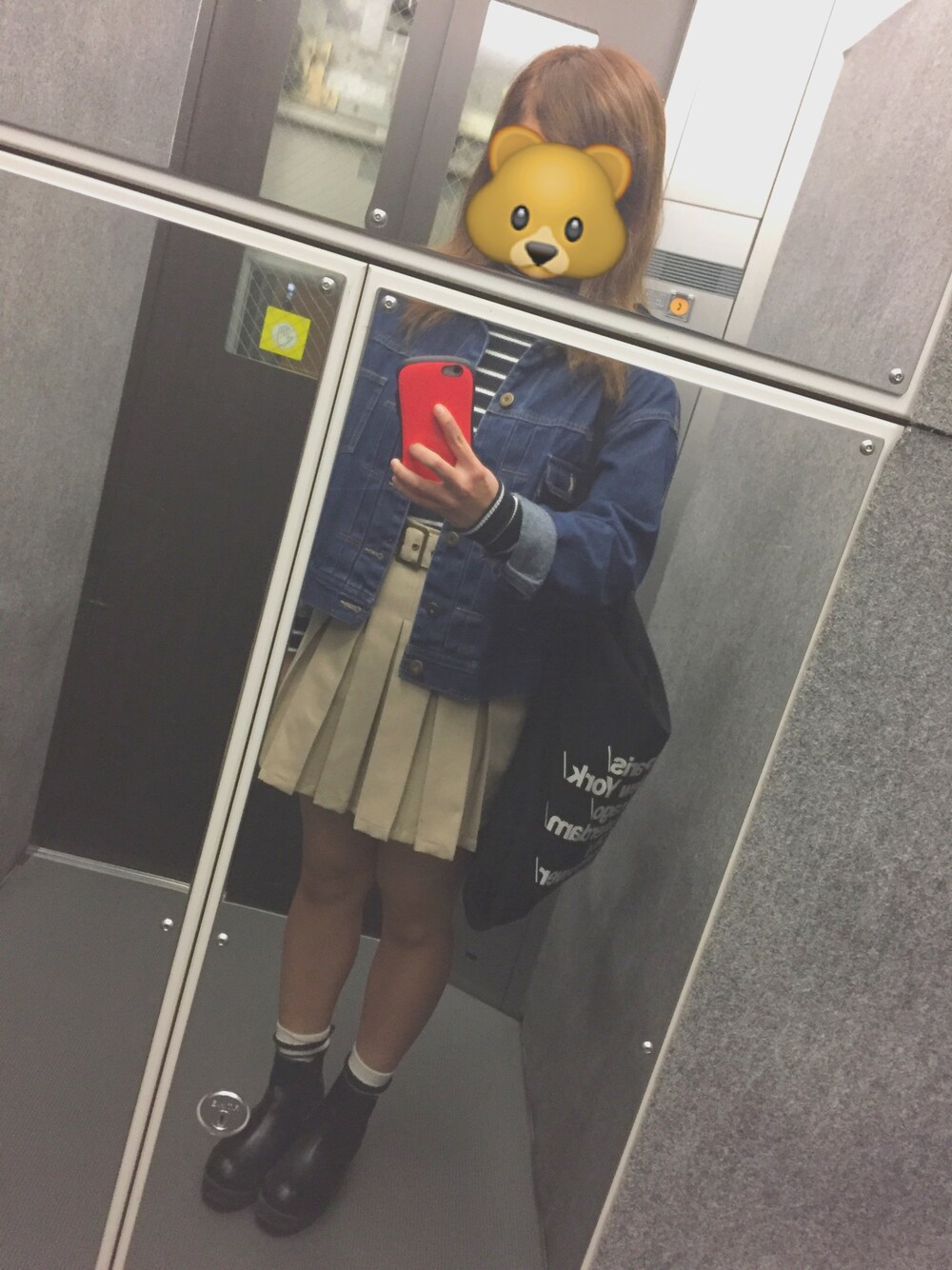 「ehka sopoのデニムGジャン（ジャケット/アウター、ブルー系）」を使った、HAZUK!さん（レディース・154cm）の冬コーディネートの1枚目の写真