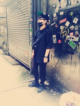 「SSUR（サー）のアイテム（キャップ）」を使った、施廷 Hugoさん（レディース・168cm）の夏コーディネート