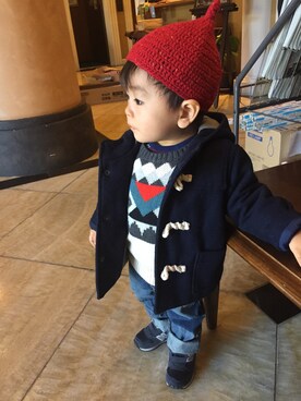 「GAP（ギャップ）のアイテム（ダッフルコート）」を使った、TAくんさん（キッズ・80cm）の冬コーディネート
