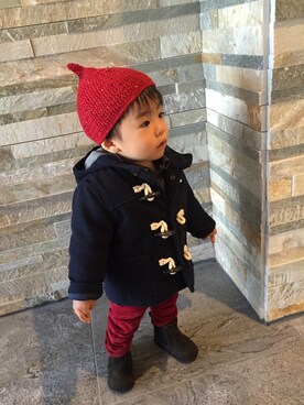 「GAP（ギャップ）のアイテム（ダッフルコート）」を使った、TAくんさん（キッズ・80cm）の冬コーディネート