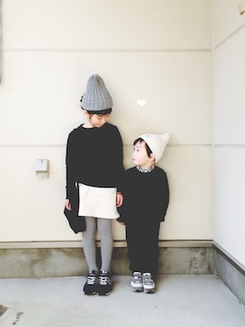 「スウェット×シャツ」｜i_Kaさん（キッズ・120cm）の冬コーディネート