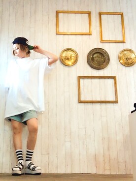 「SSUR（サー）のアイテム（キャップ）」を使った、eve617さん（レディース・164cm）の夏コーディネート