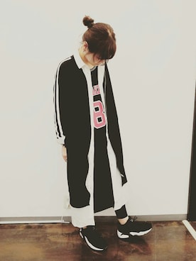 「PUMA」｜「アイテム（シャツワンピース）」を使った、咏娜さん（レディース・161cm）の秋コーディネート