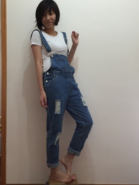 「アイテム（つなぎ/オールインワン）」を使った、SwingSssさん（レディース・164cm）の秋コーディネート