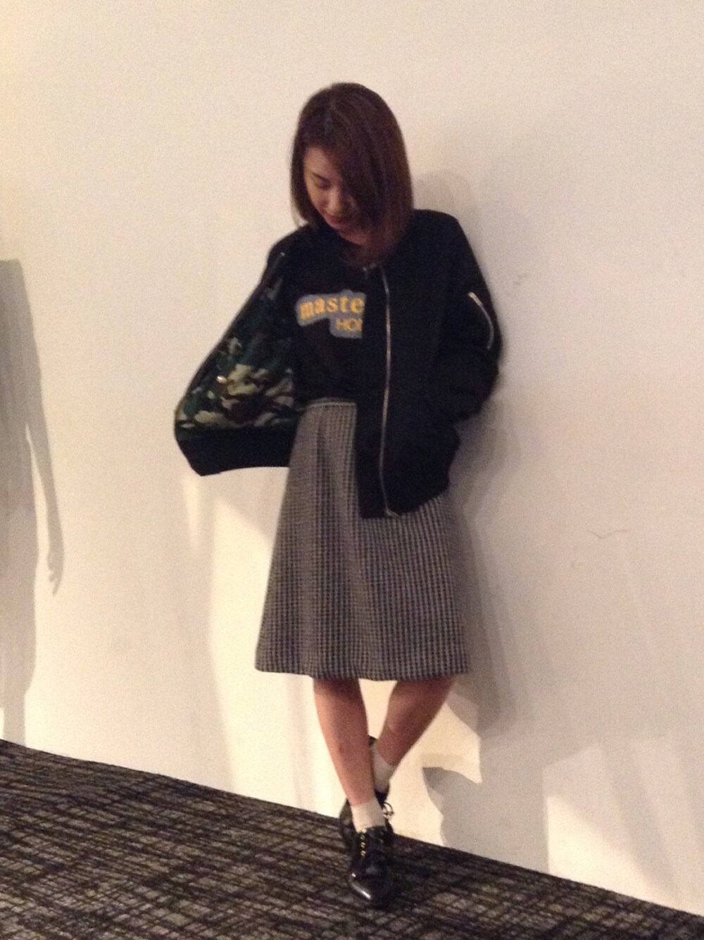 「mastermind JAPAN、MA-1」｜「mastermind JAPANのアイテム（ブルゾン、ブラック系）」を使った、AYAKATAMURAさん（レディース・151cm）の秋コーディネートの1枚目の写真
