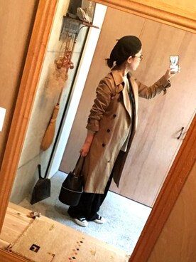 「HYKE」｜「アイテム（トレンチコート）」を使った、harumamaさん（レディース・160cm）の冬コーディネート