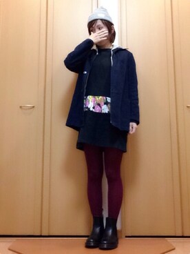 「ドッキングワンピ」｜「アイテム（ステンカラーコート）」を使った、cha!!さん（レディース・156cm）の秋コーディネート
