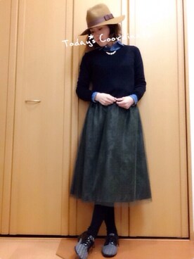 「ANOTHER BRANCH（アナザーブランチ）のアイテム（スカート）」を使った、cha!!さん（レディース・156cm）の冬コーディネート