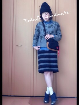 「Marc by Marc Jacobs（マークバイマークジェイコブス）のアイテム（ブーティ）」を使った、cha!!さん（レディース・156cm）の冬コーディネート