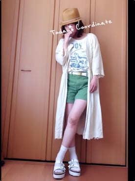 「genuine panama hat（ジェニュインパナマハット）のアイテム」を使った、cha!!さん（レディース・156cm）の春コーディネート