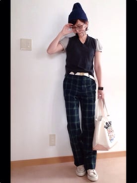「genuine panama hat（ジェニュインパナマハット）のアイテム」を使った、cha!!さん（レディース・156cm）の夏コーディネート