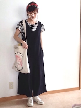 「archives（アルシーヴ）のアイテム（つなぎ/オールインワン）」を使った、cha!!さん（レディース・156cm）の夏コーディネート