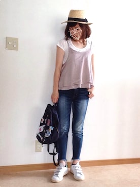 「アイテム（キャミソール、ベージュ系）」を使った、cha!!さん（レディース・156cm）の夏コーディネート