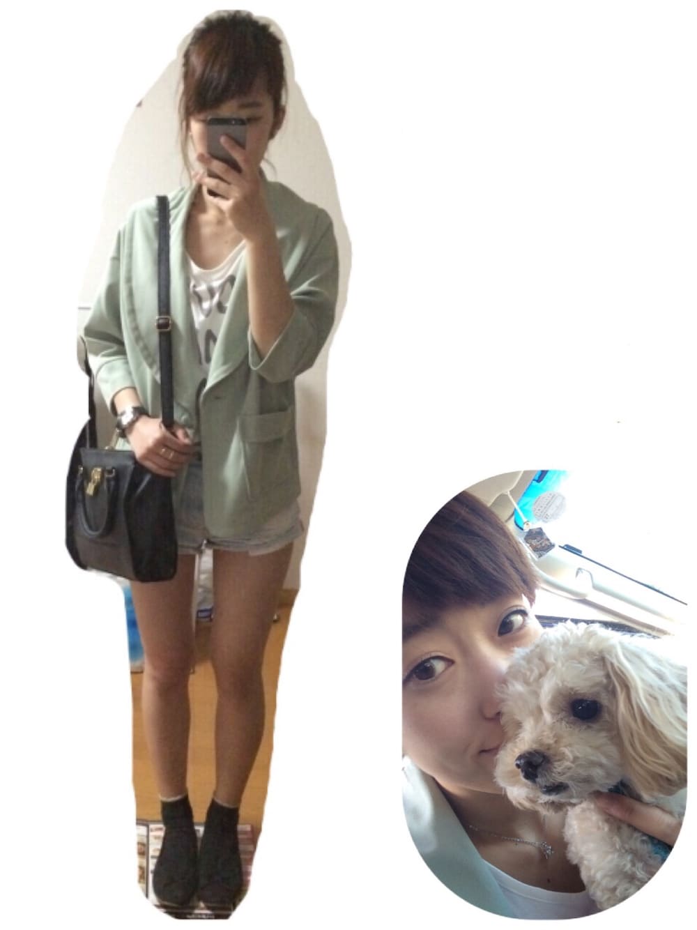 「犬、ショーパン、ミントグリーン、Tシャツ、パンプス」｜「LEPSIMのアイテム（その他アウター、グリーン系）」を使った、Yuuuunaさん（レディース・165cm）の春コーディネートの1枚目の写真