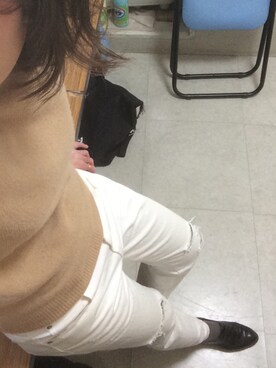 「UNIQLO（ユニクロ）のアイテム（ニット/セーター、ベージュ系）」を使った、hidemiさん（レディース・165cm）の秋コーディネート