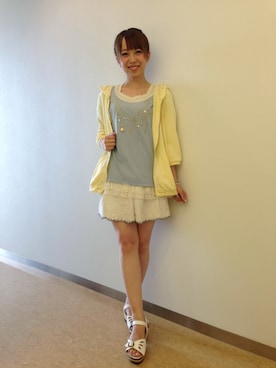 「axes femme（アクシーズファム）のアイテム（パーカー）」を使った、ふっきーさん（レディース・156cm）の夏コーディネート