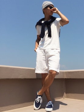 「膝上ショーツ」｜「アイテム（その他）」を使った、よっとさん（メンズ・172cm）の夏コーディネート