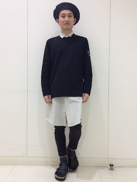 「sunsea」｜「アイテム（ハンチング/ベレー帽）」を使った、福田  慎吾さん（メンズ・172cm）の夏コーディネート
