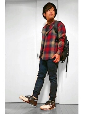 「PENDLETON（ペンドルトン）のアイテム（ライダースジャケット）」を使った、H.Kさん（メンズ・167cm）の秋コーディネート