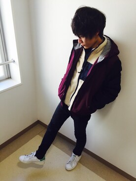 「大学」｜「アイテム（ジャケット/アウター）」を使った、ぎーさん（メンズ・170cm）の冬コーディネート