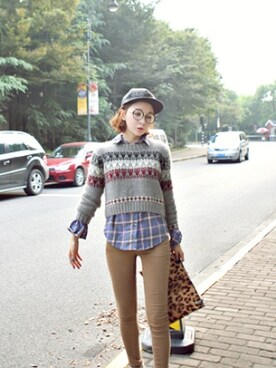 「アイテム（クラッチバッグ、その他）」を使った、큐니걸스さん（レディース・163cm）の冬コーディネート