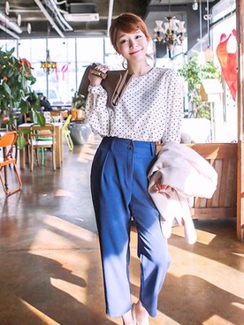 「와이드팬츠」｜큐니걸스さん（レディース・163cm）の冬コーディネート