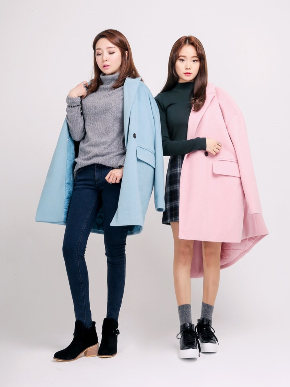 「knit、skirt、jacket 、korea、daily look、skinny、daily、skinny jeans、codi、cote」｜「다섯번째계절 니트티（ニット/セーター、グレー系）」を使った、큐니걸스さん（レディース・163cm）の秋コーディネートの1枚目の写真