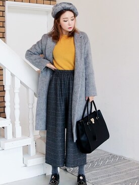 「pants」｜「アイテム（その他アウター）」を使った、큐니걸스さん（レディース・163cm）の冬コーディネート
