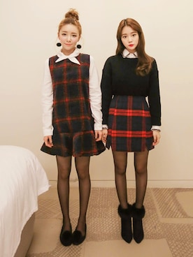 「skirt」｜「アイテム（ワンピース）」を使った、큐니걸스さん（レディース・163cm）の冬コーディネート