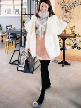 「skirt」｜「アイテム（その他アウター）」を使った、큐니걸스さん（レディース・163cm）の冬コーディネート